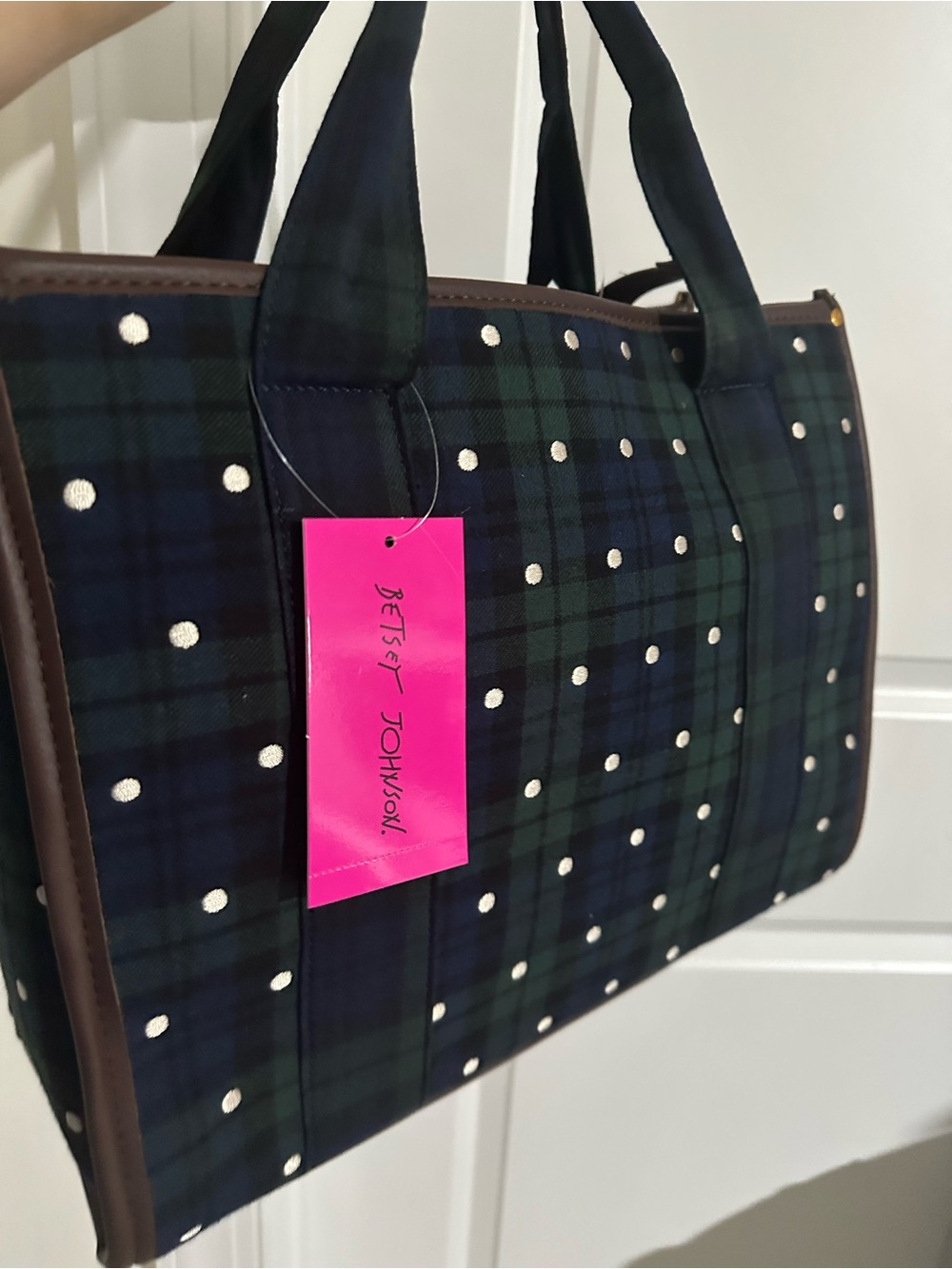 New with tag Betsey Johnson Green TPolka Dot Tote Bag
